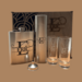 Engraved Stainless Steel Flask Cigar Holder Shot Glasses Funnel Walnut Box 